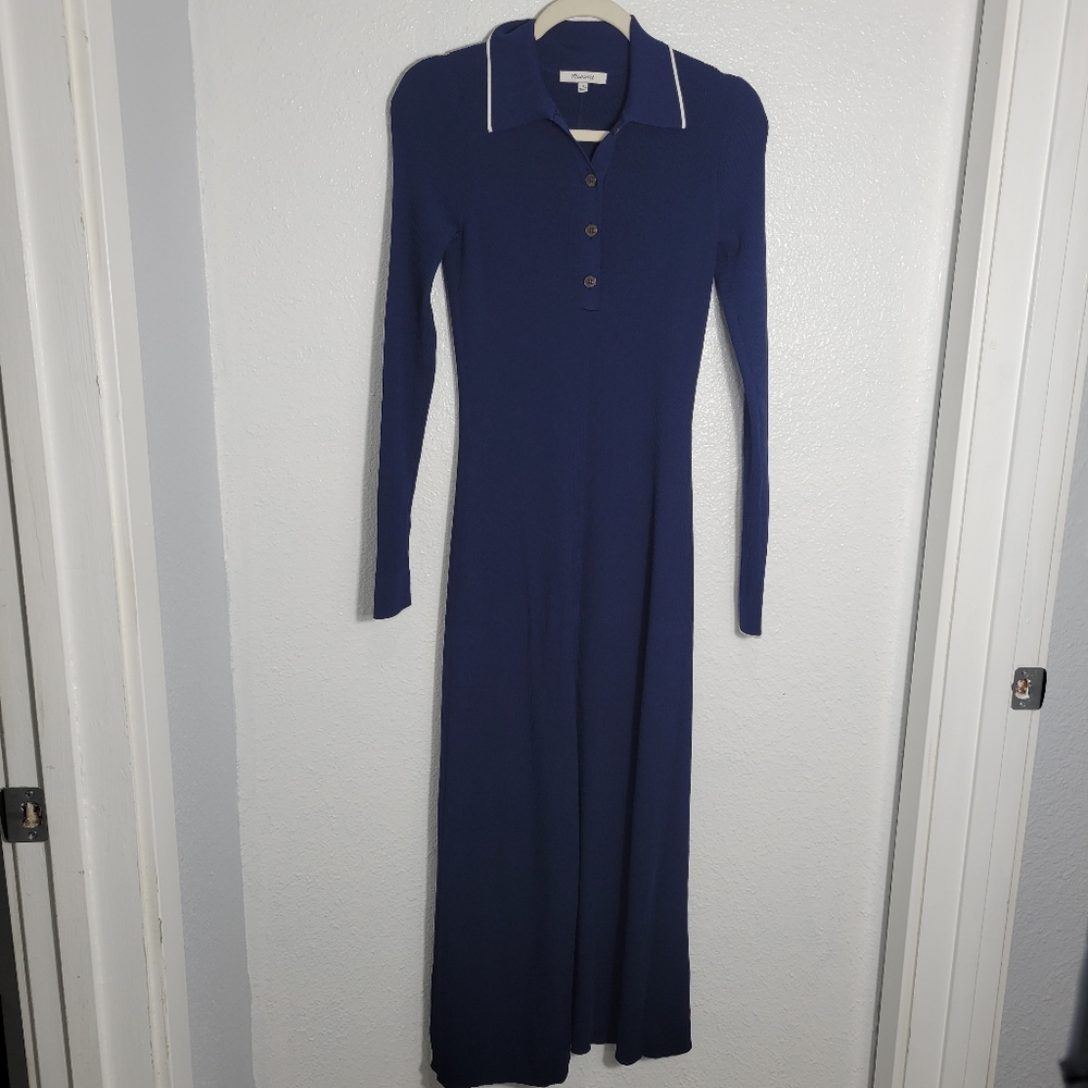 Madewell Ribbed Long-Sleeve Midi Dress NT573  Size M - Picture 6 of 11
